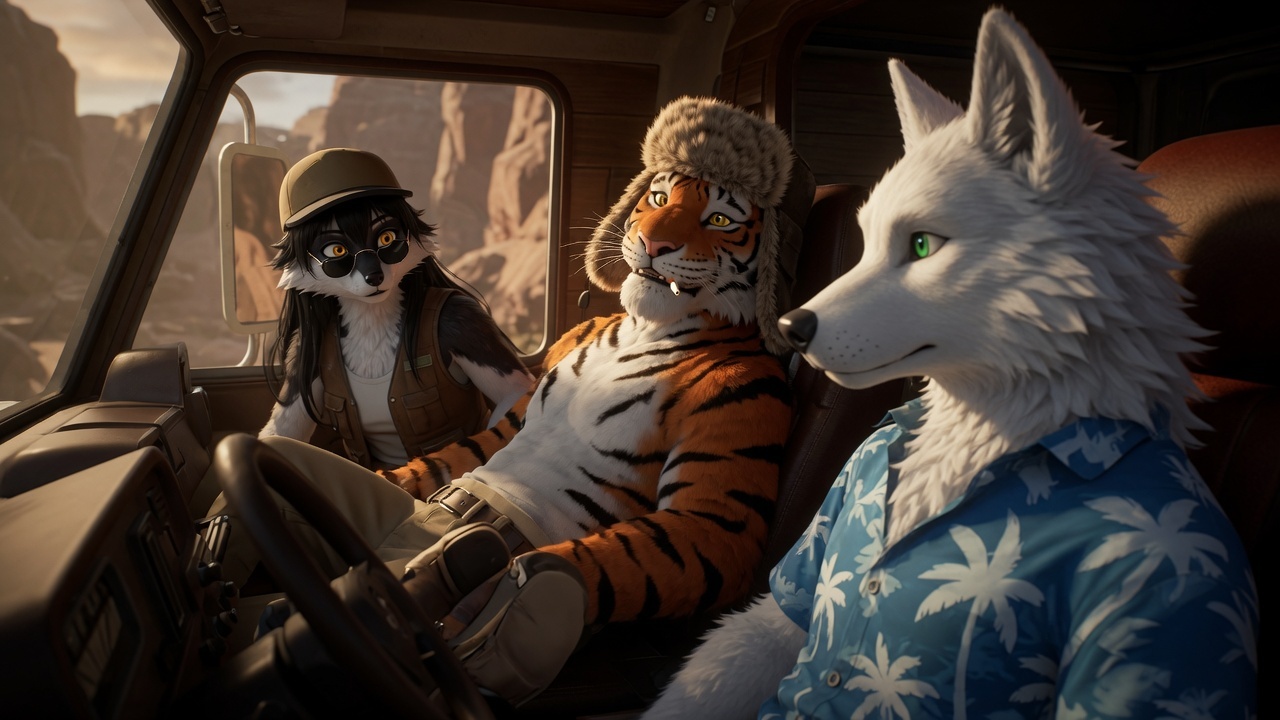 Furry art by Wolfmks #3859 for The Hangover in the RV - My, Neural Network Content, Furry, Longpost