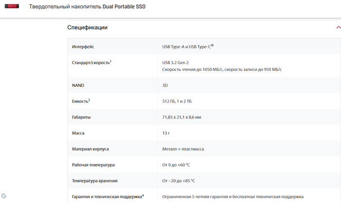Обзор внешнего SSD накопителя Kingston Dual Portable SSD (2 ТБ)