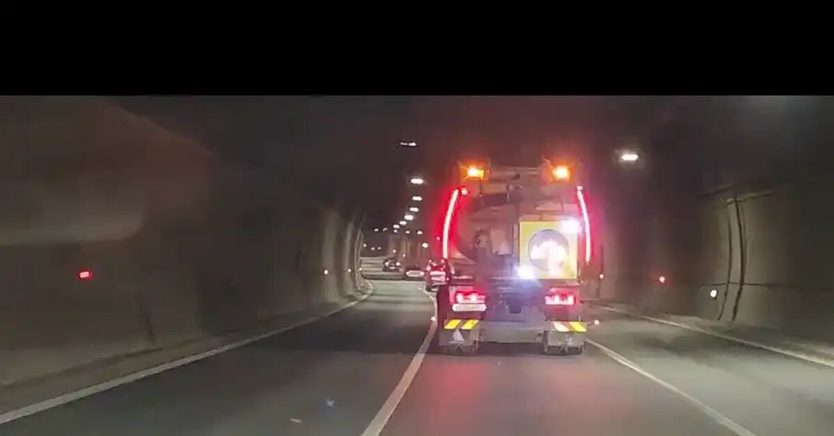 Stroboscope in the tunnel - My, Video recorder, Transport, Truck, Road safety, Video, Short videos