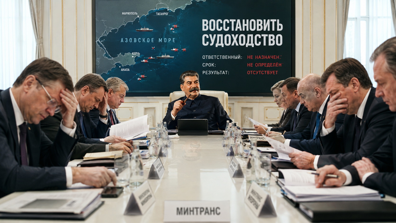 How would Comrade Stalin solve the problem of shipping in the Sea of ??Azov? - My, Neural Network Content, Politics, Stalin, Opinion, Artificial Intelligence, Azov sea, Shipping, Longpost