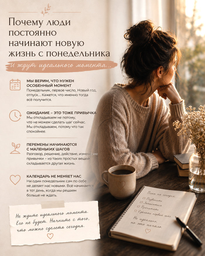 Почему люди постоянно начинают новую жизнь с понедельника