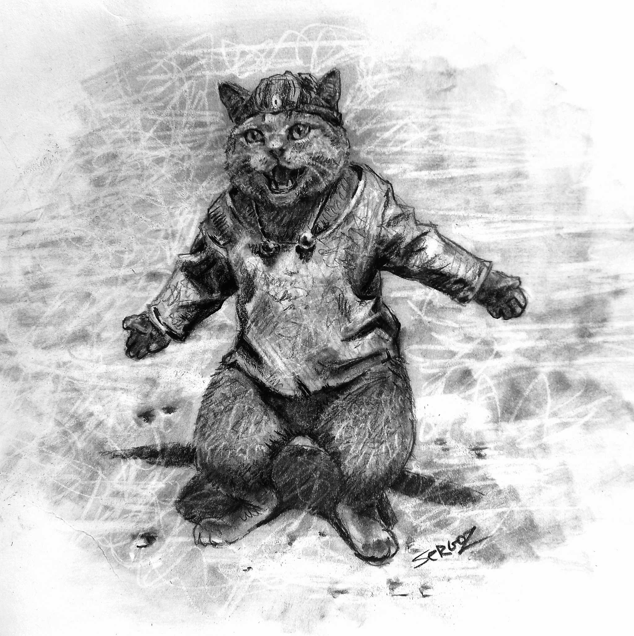МЯ, - Моё, Рисунок, Иллюстрации, Персонажи, Кин-Дза-Дза!, Кот