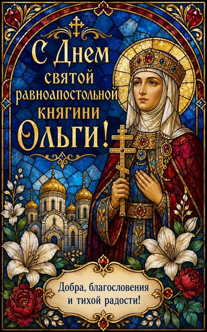 Открытка на День памяти святой равноапостольной княгини Ольги
