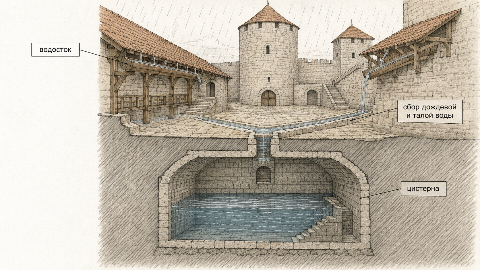 Where did the medieval castle get its water in winter? - My, Middle Ages, Lock, Engineering, Well, Everyday life, Facts, Winter, Germany, How is it done, Longpost