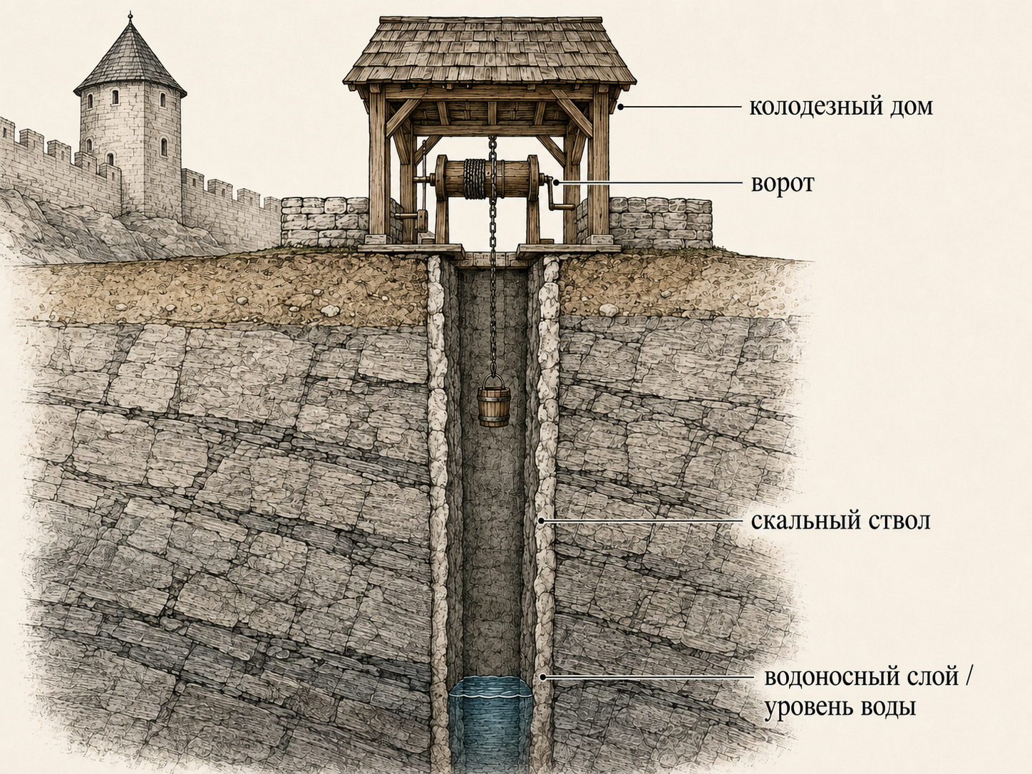 Where did the medieval castle get its water in winter? - My, Middle Ages, Lock, Engineering, Well, Everyday life, Facts, Winter, Germany, How is it done, Longpost