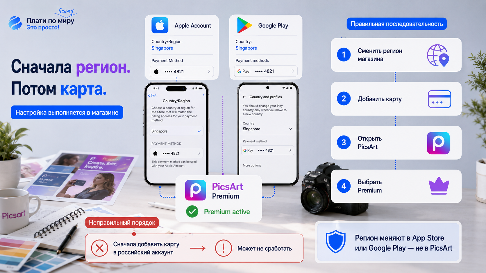 How to pay for PicsArt in Russia in 2026: with your card in minutes - Series How to pay for subscriptions, Bank card, Appendix, Instructions, iPhone, Picsart, Longpost, Service, Company Blogs, 