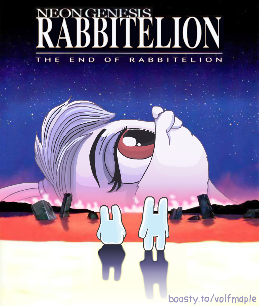 I continue to redraw the classics - Series Drawn fantasy bunnies, My, Hare, Volf Maple, Drawing, Digital drawing, Anime, Evangelion, Poster, Illustrations