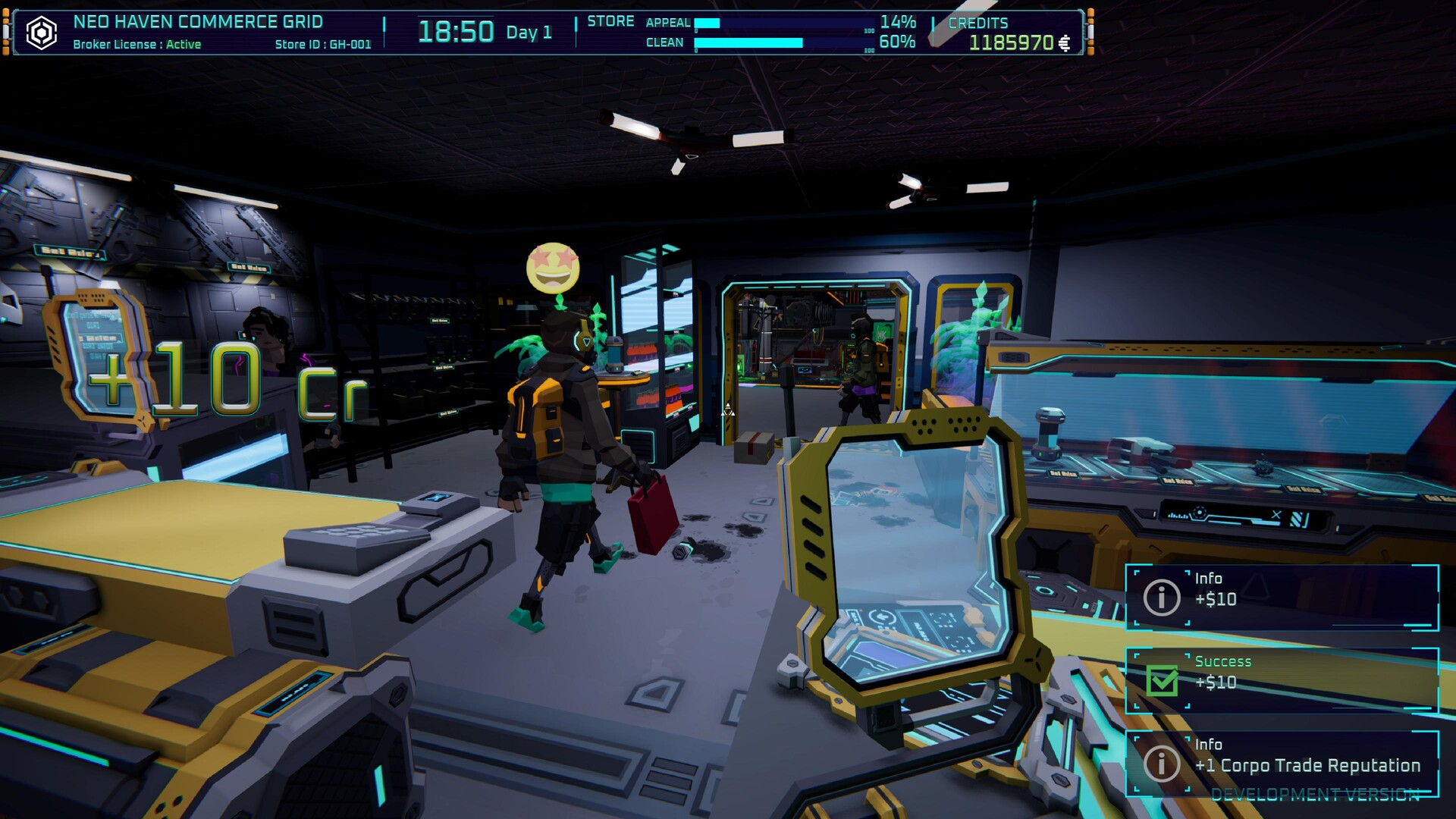 Ghost Receipt, a cyberpunk game about a store and pawn shop, is preparing for its first playtest. - My, Steam, Games, Cyberpunk, Score, Simulator, Pawnshop