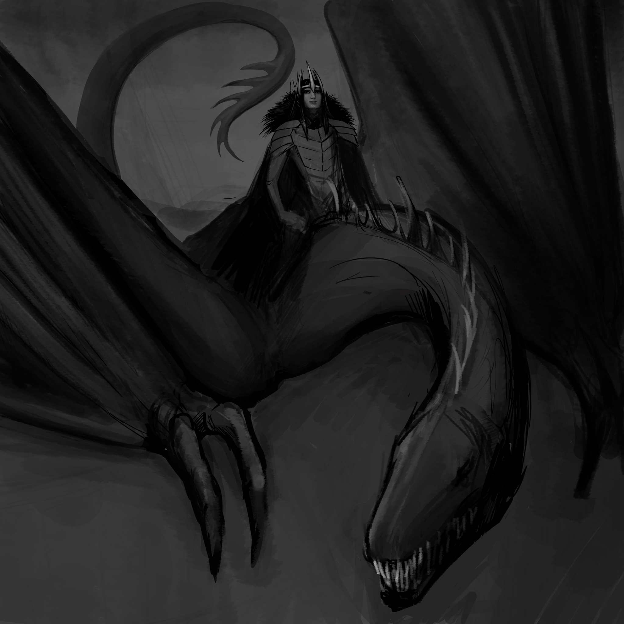 Morgoroth. Digital sketches - My, 2D, Drawing, Digital drawing, Art, Sketch, Characters (edit), Sketch, Black and white, Fantasy, Friday tag is mine, Longpost