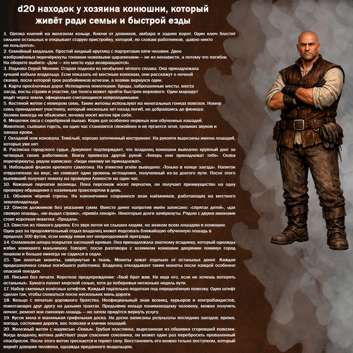 D20 находок у хозяина конюшни, который живёт ради семьи и быстрой езды