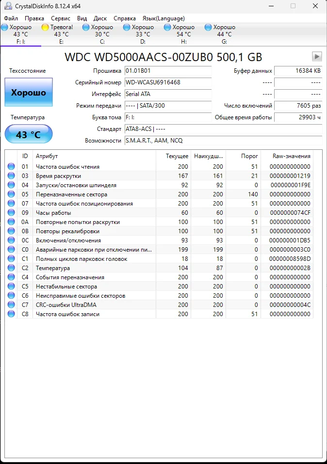 Please evaluate the condition of my disks. A value of 100 in the current and worst indicators, I understand that this is the limit and the disks should be replaced? - Computer hardware, HDD, Computer, Longpost