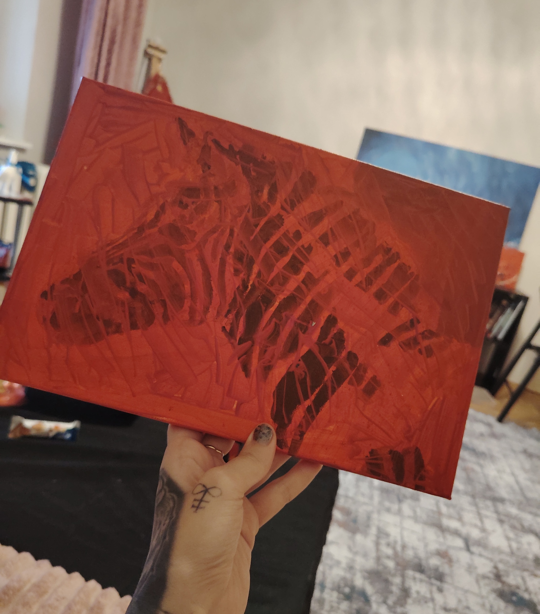 I found a painting on the street. I took it. I decided to fix it. - My, Creation, Creative people, Girl with tattoo, Gothic, Art, Modern Art, Sculpture, Horror, Longpost