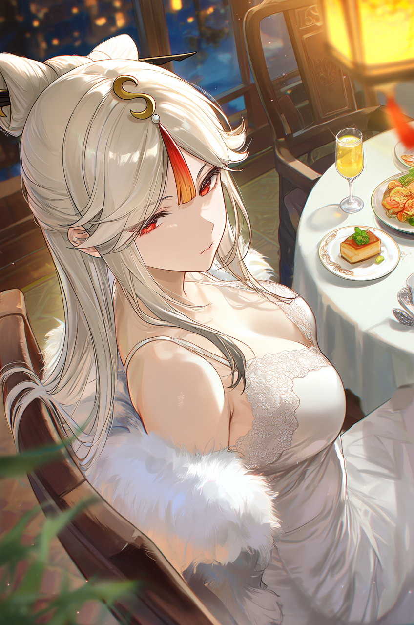 Good night with Ning Guang - Neural Network Content, Genshin impact, Anime art, Pixiv, Anime, Neural network art, Ningguang, Longpost