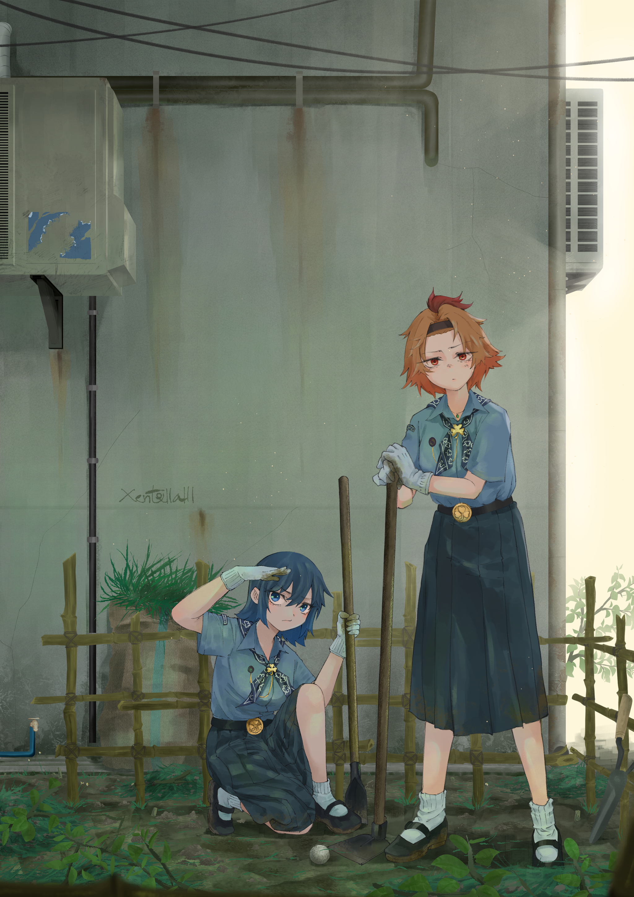It came from the tennis court again - Anime, Anime art, Original character, Girls, Schoolgirls