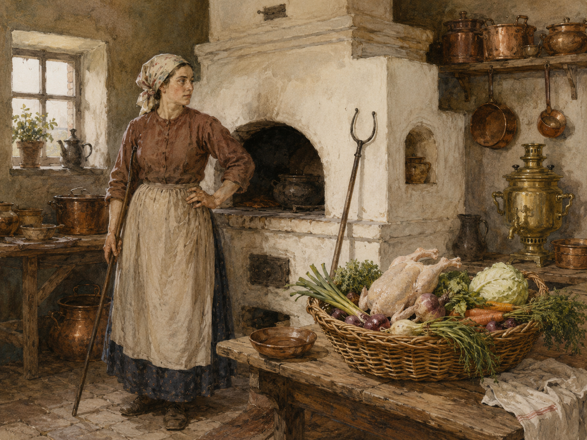 A City Cook's Day: Market, Oven, and Family Dinner - My, Everyday life, 19th century, Cook, Российская империя, Facts, Longpost