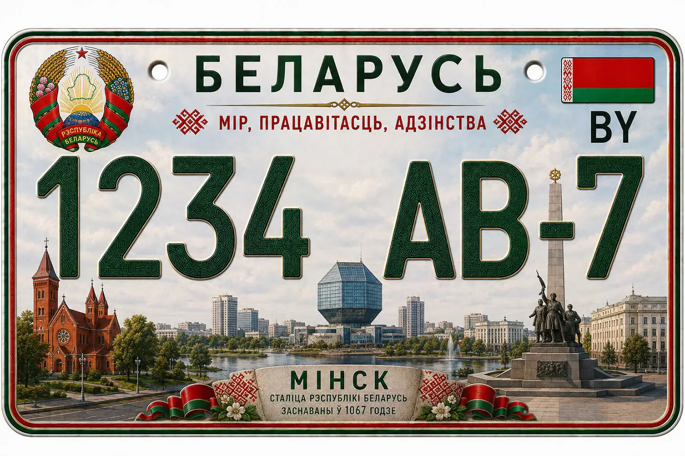 The city's coat of arms and vehicle inspection certificate on the license plate: Social media users have proposed changing the license plate design. - Republic of Belarus, Auto, Car plate numbers, Coat of arms, Longpost