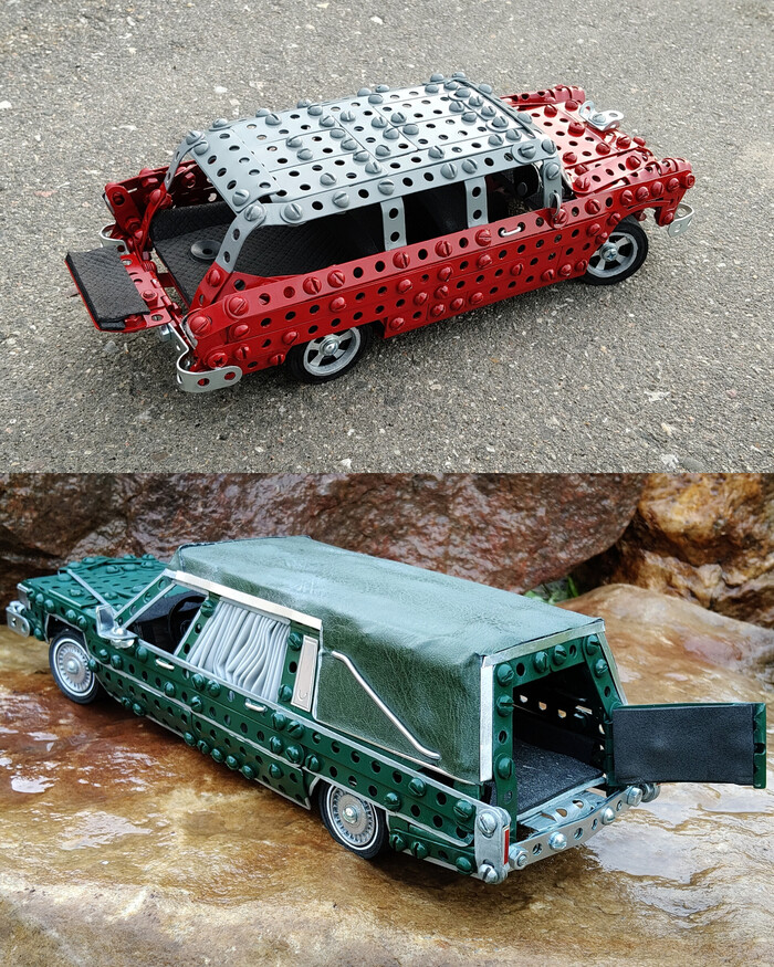 Chevrolet Nomad, Cadillac Brougham из металлического конструктора, проволоки, резины и картона