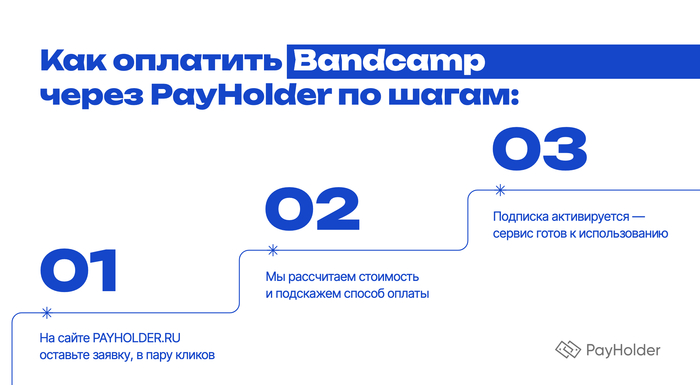 Как оплатить Bandcamp через Payholder: три шага