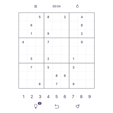 Заполняй сетку 9x9 цифрами от 1 до 9. В каждой строке, столбце и малом квадрате цифры не должны повторяться.