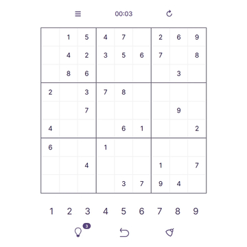 Заполняй сетку 9x9 цифрами от 1 до 9. В каждой строке, столбце и малом квадрате цифры не должны повторяться.
