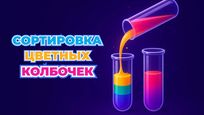 Сортировка Цветных Колбочек на Пикабу Игры