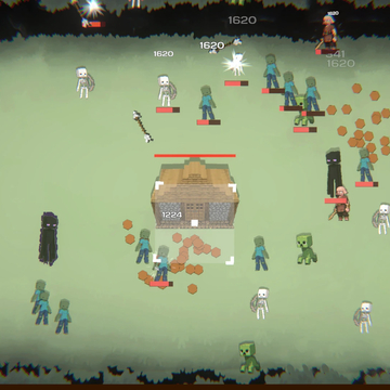 Айдл-игра в стиле Minecraft! Позиционируйте автоатакующий курсор, защищайте крепость, нанимайте майнеров и покоряйте 27 престиж-уровней!