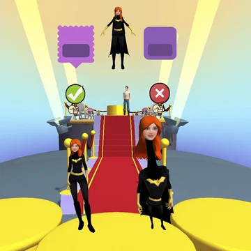 Забавный 3д раннер с элементами одевалок, который отлично подойдет для детей и подростков. Создайте свою королеву красоты и одержите победу в модной гонке. Оденьте вашу принцессу в самые лучшие наряды, чтобы завоевать место на подиуме и сердце красавчика!