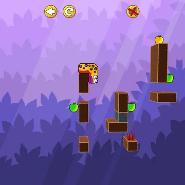 В этой увлекательной платформерной головоломке вам предстоит провести червяка к заветному золотому яблоку, преодолевая хитрые препятствия и опасные пропасти. Главный секрет успеха - контроль над длиной вашего червяка.