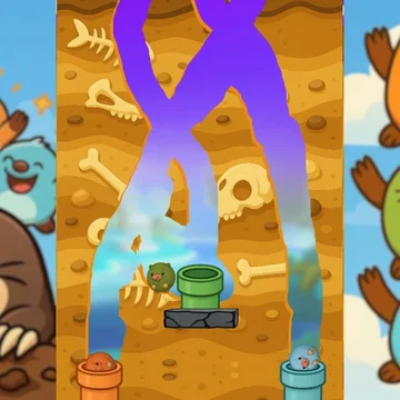 Направьте шарообразных кротов к правильным трубам, прокладывая дорожки! Веселая и умная физическая головоломка для всех возрастов.