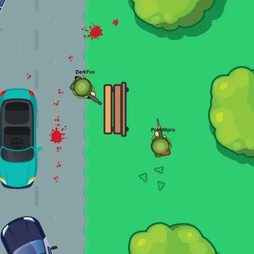 Онлайн 2D-шутер с видом сверху. Сражайся в захватывающих матчах, находи оружие, побеждай врагов и стань последним выжившим!