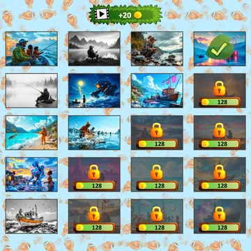 Микс Пазл: Рыбалка — увлекательная игра! Собирайте перемешанные картинки связанные с рыбалкой, меняя их местами. Развивайте логику и наслаждайтесь процессом!