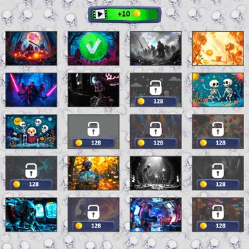 Собери весёлые картинки скелетов, перемещая части пазлов! Игра развивает логику, внимание и весело увлекает детей в мир головоломок.