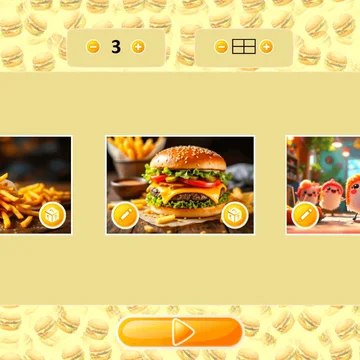 Микс Пазл: Быстрое питание — собери любимые блюда! Перемещай части изображений, восстанавливай вкусные картинки и становись мастером пазлов.