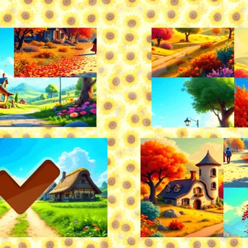 Собирай красивые картинки деревень! Пазлы, разделенные на части, нужно собрать, меняя местами элементы. Развивай внимание и логическое мышление!