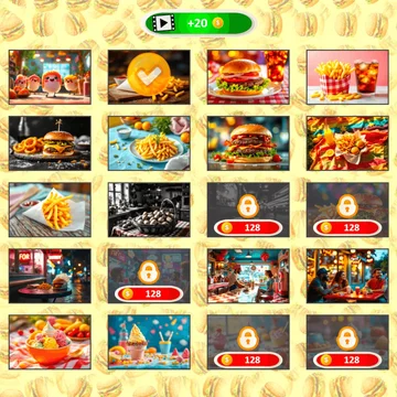 Микс Пазл: Быстрое питание — собери любимые блюда! Перемещай части изображений, восстанавливай вкусные картинки и становись мастером пазлов.