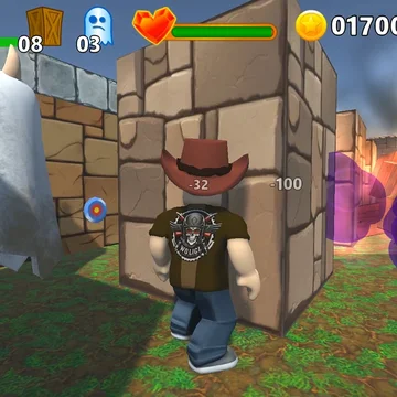 Погрузись в лабиринты Бомбермена в полном 3D! Атакуй привидения, взрывай лутбоксы, собирай бонусы, монеты и покупай на них апгрейды!