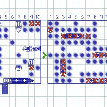 Классическая настольная игра «Морской Бой классический» - стилизация как на бумаге (в школьной тетради в клетку).