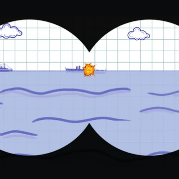 Классическая настольная игра «Морской Бой классический» - стилизация как на бумаге (в школьной тетради в клетку).