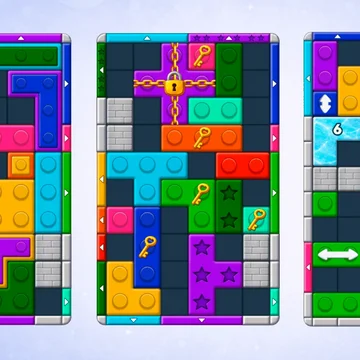 Увлекательная головоломка с цветными блоками. Двигай блоки, открывай ворота, используй бонусы и проходи тысячи уровней.