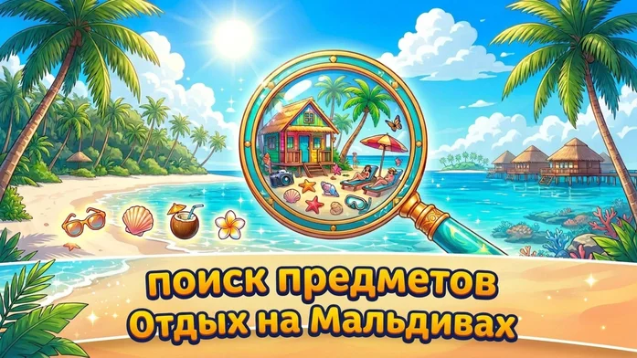 Поиск предметов: Отдых на Мальдивах на Пикабу Игры