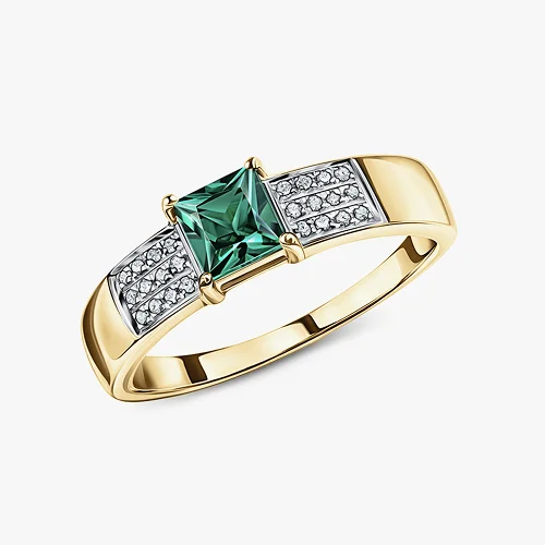 Золотое кольцо с изумрудом и бриллиантами