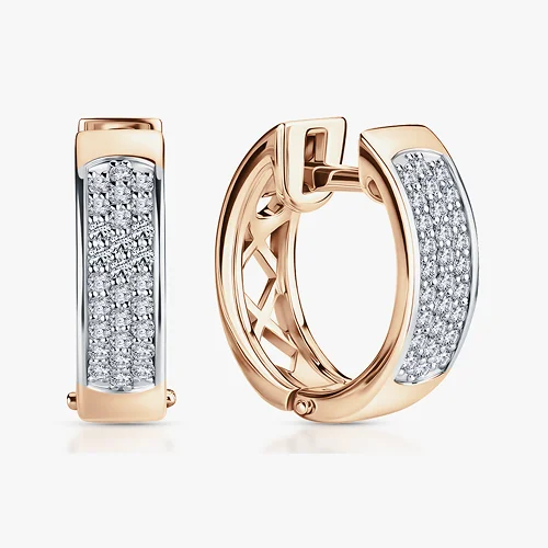 Золотые серьги с бриллиантами природными