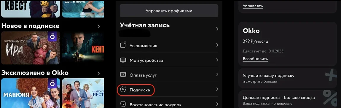 Как отключить подписку Окко через приложение