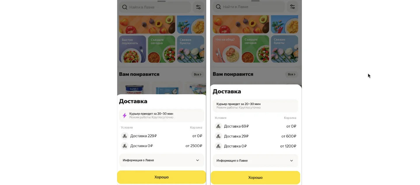 Сколько стоит доставка в Яндекс Лавке